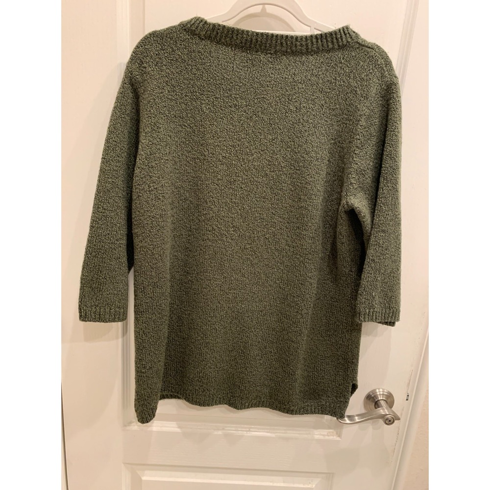 Olive Green Knit‎ Sweater Women by Karen Scott Sz L - Picture 2 of 3